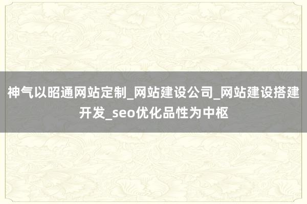 神气以昭通网站定制_网站建设公司_网站建设搭建开发_seo优化品性为中枢